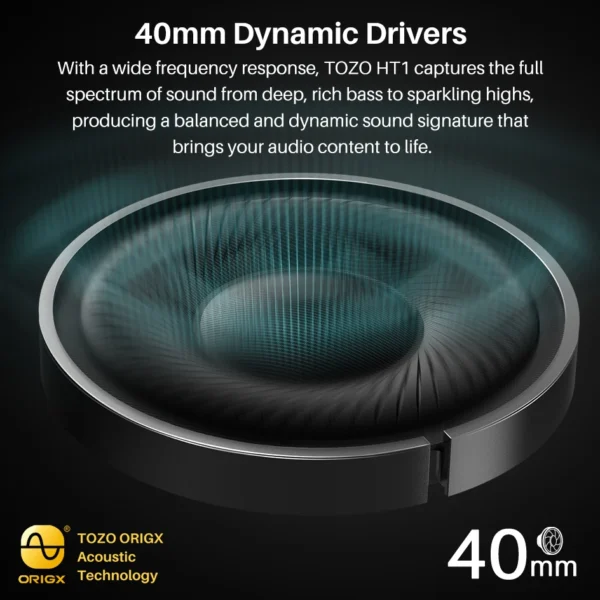 TOZO HT2 Wireless Headphones Bluetooth Hybrid Active Noise Cancelling Hi-Res Audio Deep Bass Custom EQ - Image 2