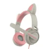 Wired Headset Gamer Pink Cat Ear Headset Cute PS4 Phone PC With Microphone 3.5mm Gaming Phone PS4 Overear Gamer ZW-058 Pink - Image 2