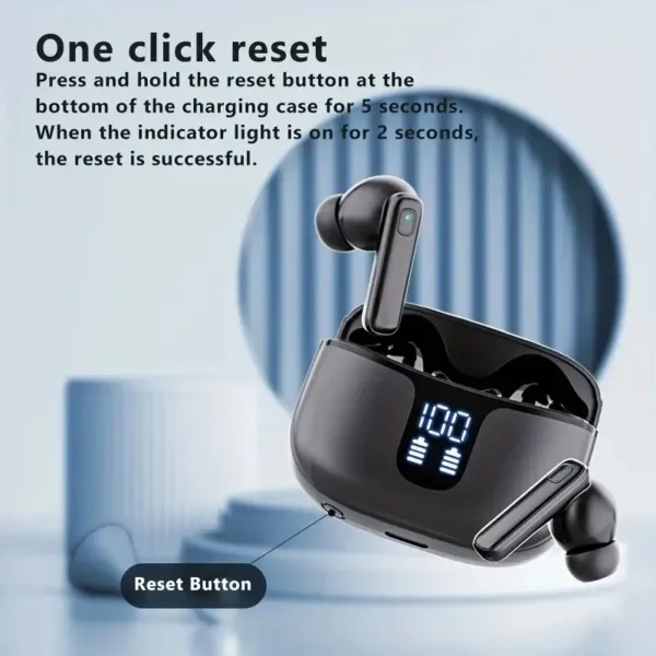 Wireless Earbuds 68H Playtime Wireless 5.3 Headphones with Dual Power Display Charging Case Deep Bass Earphone with Microphone - Image 5