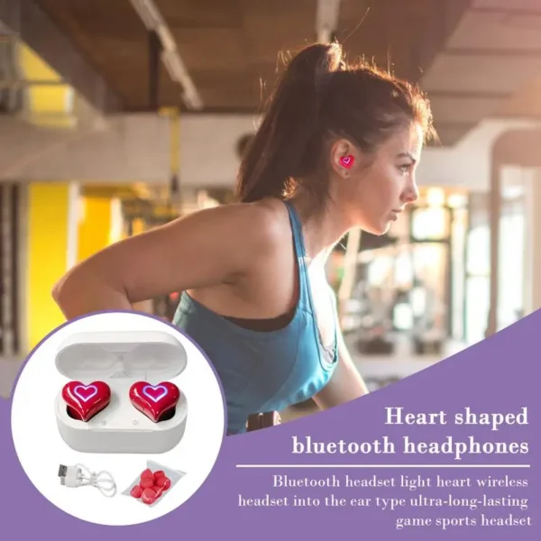 Wireless Earbuds In-Ear Headphones Wireless Headset Noise Cancelling Earphones Heart Shape Wireless Earbuds Stylish In Ear - Image 3