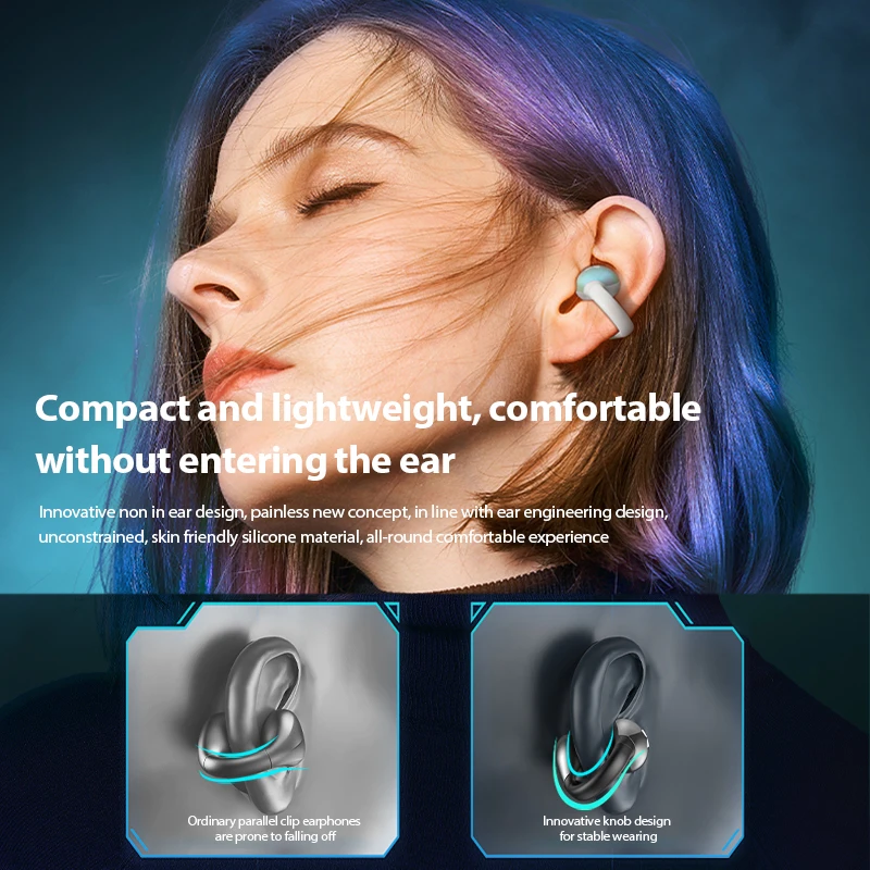Monster AC600 Rotating Bluetooth Earphones Ear Clip Sports Wireless Headphones with Mic Waterproof Touch Control Earbuds - Image 5