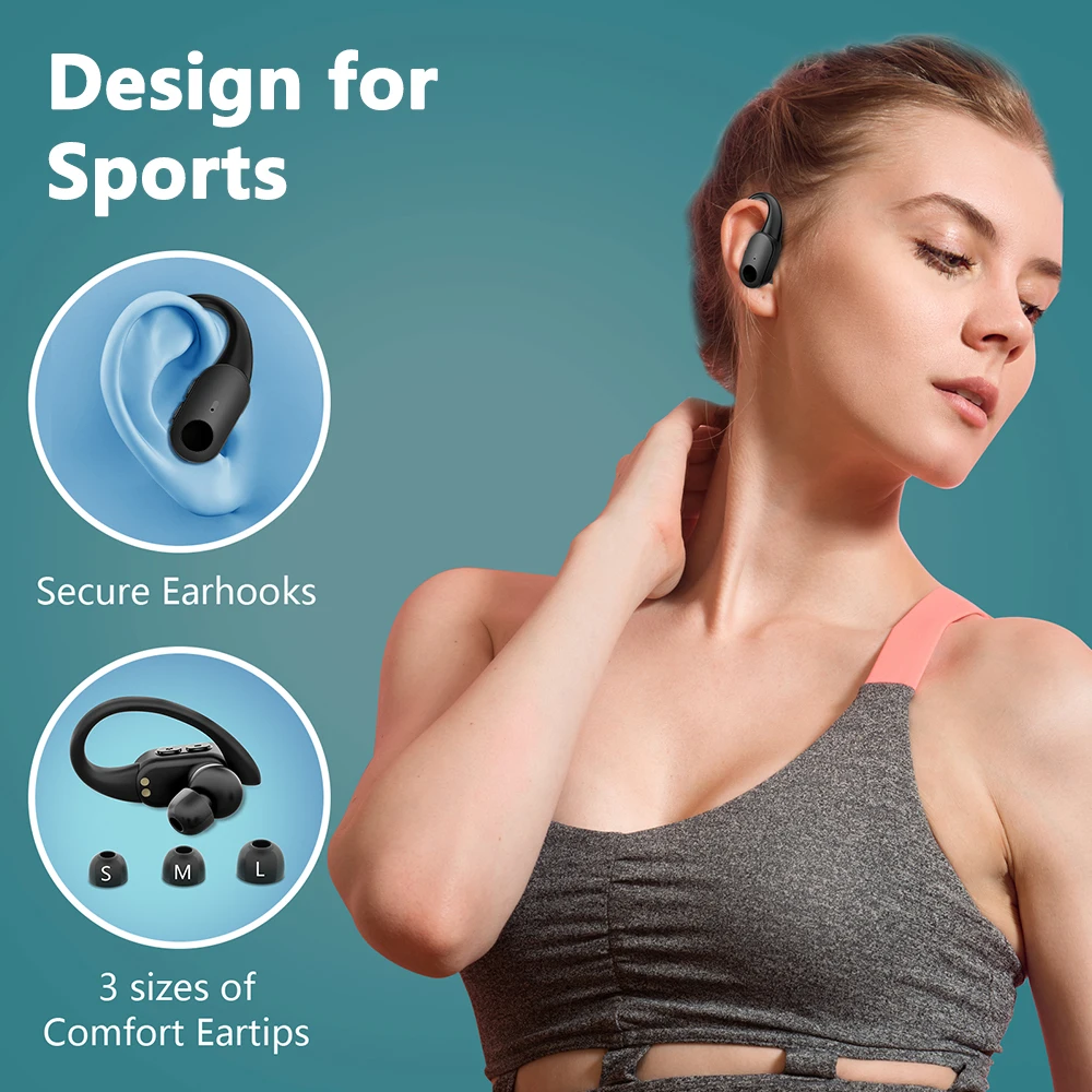 Mpow T68 Deep Bass Wireless Earbuds Bluetooth 5.3 TWS Earphones in-Ear LED Display Waterproof True Earphones for Work Gym Sports - Image 4