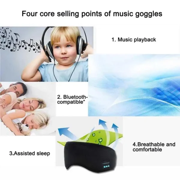 Sleep Masque With Wireless Headphones Washable Sleep Headphones 5.0 Wireless 3D Masque Earbuds For Side Sleepers Men Women Air - Image 3