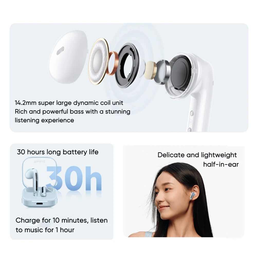 Xiaomi Redmi Buds 6 Active TWS Earphone 30h Long Battery Life 5 Tuning Modes Bluetooth 5.4 Wireless Headphone Headset - Image 2