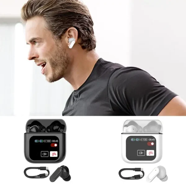 Touch Screen Earbuds Smart Noise Cancelling Earbuds Multipurpose Stylish Earbuds Portable Headphones With Charging Case For - Image 6