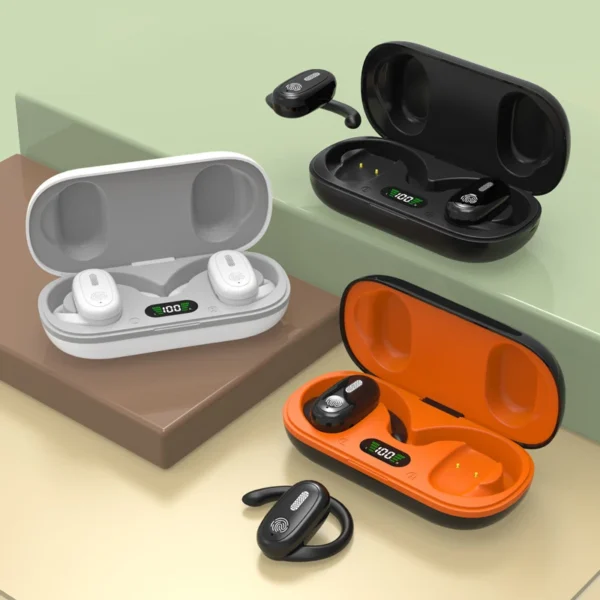 LED Wireless Bluetooth Headphones Hifi Bone Conduction Earbuds Waterproof Open Ear Hanging Headset ENC Noise Canceling Earphones