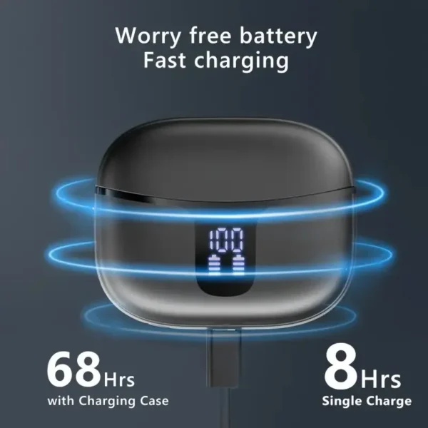 Wireless Earbuds 68H Playtime Wireless 5.3 Headphones with Dual Power Display Charging Case Deep Bass Earphone with Microphone - Image 2