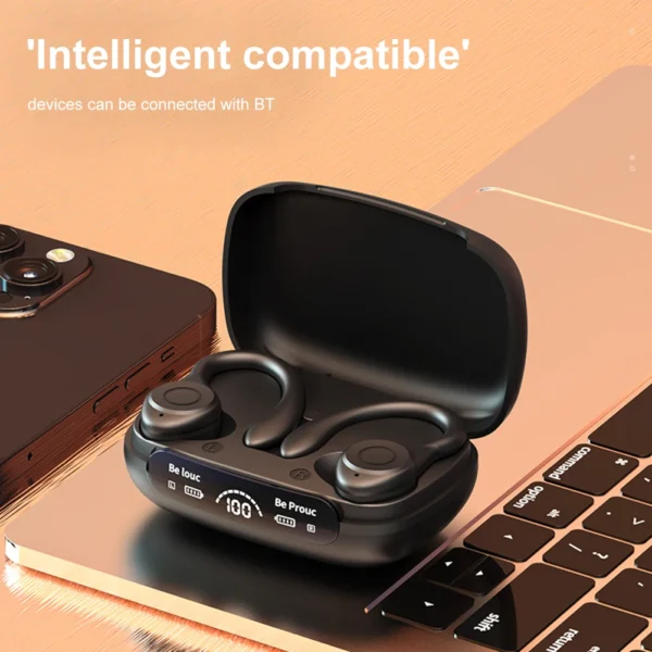 TWS Earphones Ear Hook Waterproof Gaming Earphones Bluetooth-Compatible5.3 Noise Reduction Power Display Sports Running Earbuds - Image 2