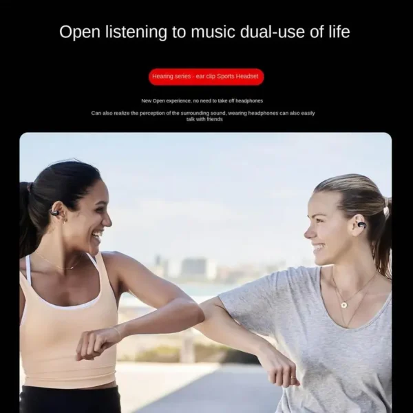 Headphones With Digital Display Wireless Ear Clip Bone Conduction Earbud & In-Ear 50H Playtime Open Ear 5.3 Blue Teeth - Image 5