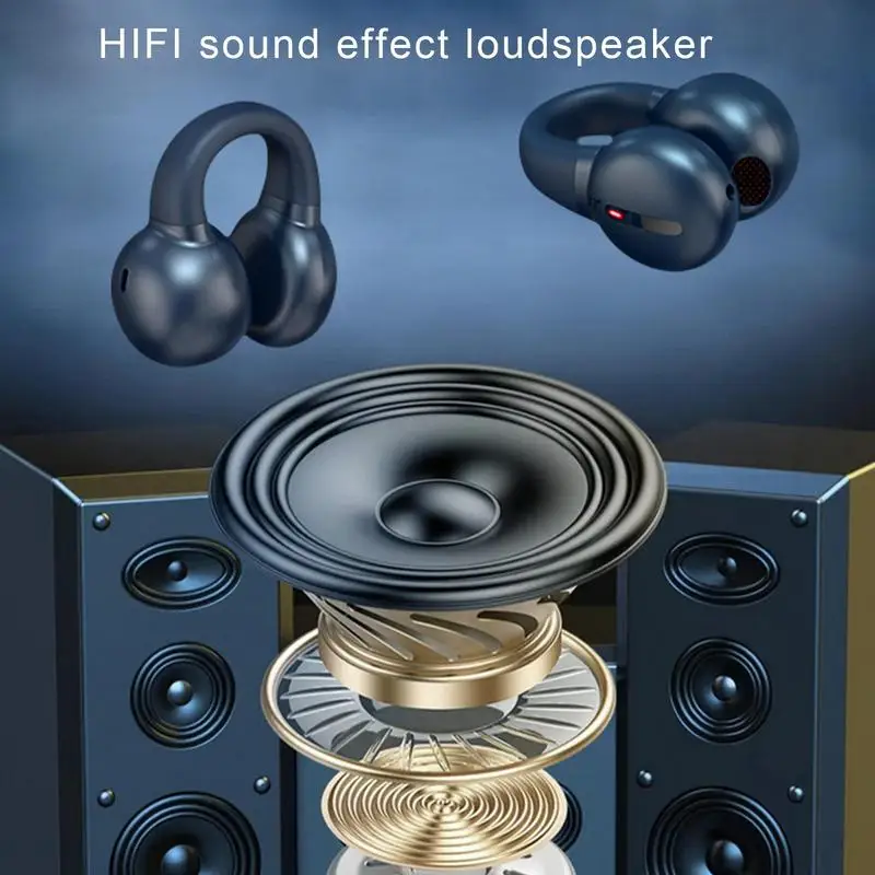 Air Conduction Headphones With Built-in Mic 5.3 Open Ear Air Conducting Earbuds LED Power Display HiFi Stereo Sound Earphones - Image 4