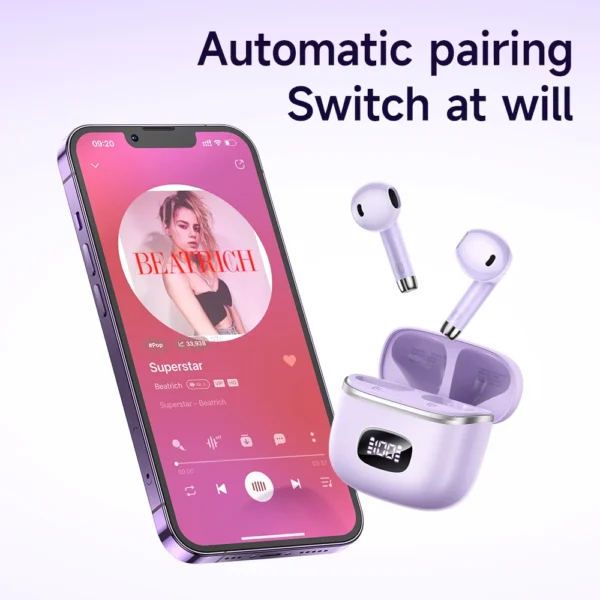 HOCO EQ1 TWS Wireless Bluetooth 5.3 Earphone LED Display Charging Box Touch Control Music Earbuds Sports Headset With Microphone - Image 5