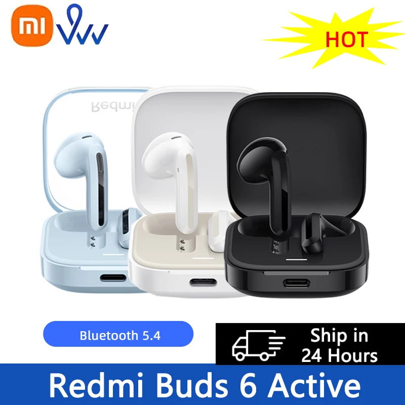 Xiaomi Redmi Buds 6 Active TWS Earphone 30h Long Battery Life 5 Tuning Modes Bluetooth 5.4 Wireless Headphone Headset