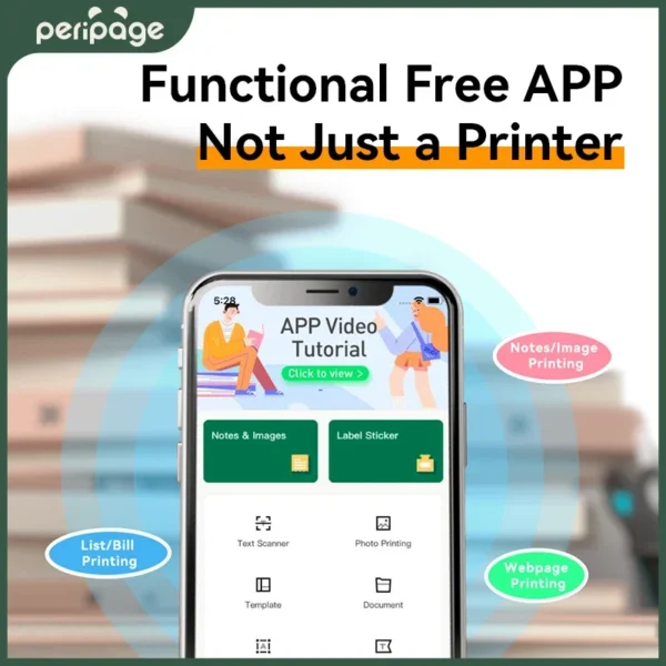 Peripage A40 Portable Printer Inkless Thermal Label Printer, Document Printing, Support PC, Mobile Use(203DPI) - Image 4