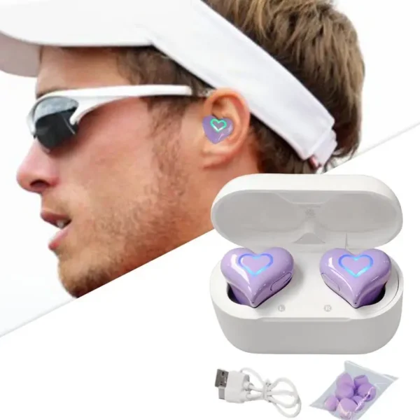 Heart Wireless Earbuds Noise Cancelling Earphones with Stereo Sound Heart Shaped Stylish In-Ear Cute Earbuds For Lover Couples - Image 2