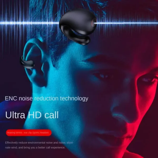 Headphones With Digital Display Wireless Ear Clip Bone Conduction Earbud & In-Ear 50H Playtime Open Ear 5.3 Blue Teeth - Image 4