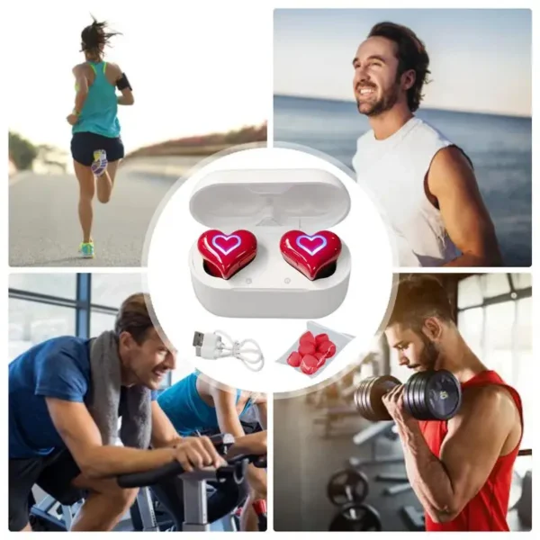 Heart Wireless Earbuds Noise Cancelling Earphones with Stereo Sound Heart Shaped Stylish In-Ear Cute Earbuds For Lover Couples - Image 5