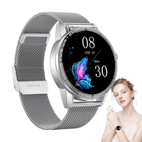 Smart Watch Fitness Tracker Round Sports Health Watch With Earbuds IP67 Waterproof Smart Sports Watch For Walking Cycling Hiking