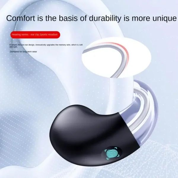 Headphones With Digital Display Wireless Ear Clip Bone Conduction Earbud & In-Ear 50H Playtime Open Ear 5.3 Blue Teeth - Image 3
