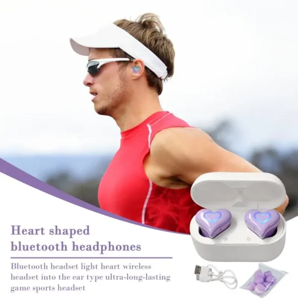 Wireless Earbuds In-Ear Headphones Wireless Headset Noise Cancelling Earphones Heart Shape Wireless Earbuds Stylish In Ear - Image 2