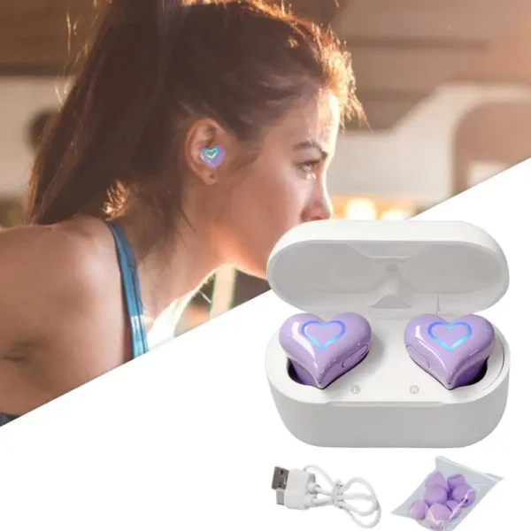 Wireless Earbuds In-Ear Headphones Wireless Headset Noise Cancelling Earphones Heart Shape Wireless Earbuds Stylish In Ear - Image 4