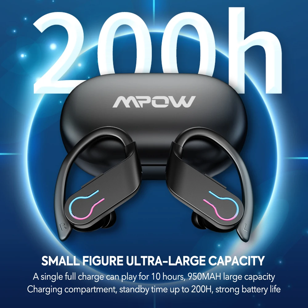 Mpow Q63 Bluetooth 5.3 Earphones Sports Headset Wireless In-Ear 200H Standby Time IPX7 Waterproof HiFi Stereo Gaming Earbuds - Image 6
