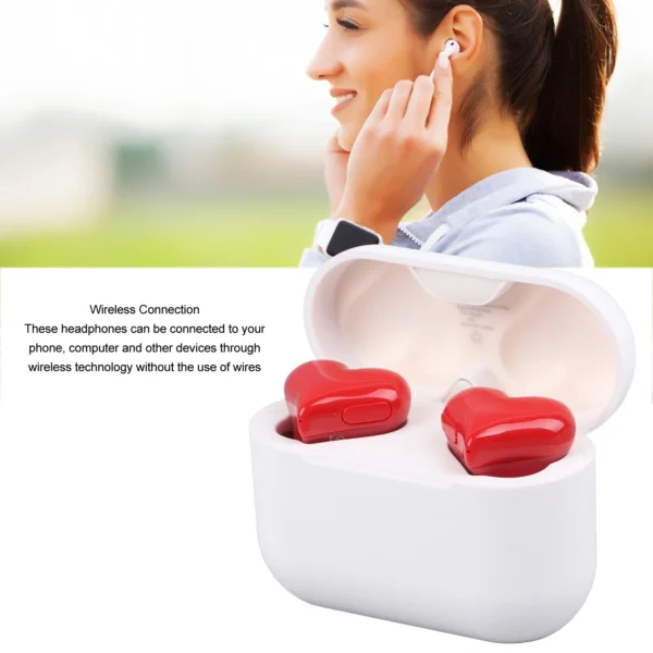 Wireless Earbuds Multifunction Stylish Lightweight Noise Canceling Stereo Heart Shaped Bluetooth Earphones - Image 3