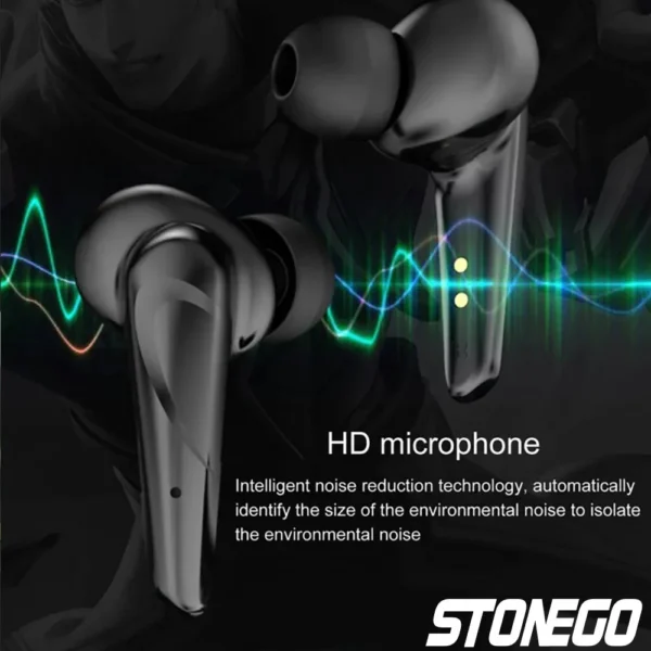 TWS Bluetooth 5.0 Sports Earbuds, Wireless Waterproof Noise-Cancelling Earphones with Charging Case, for Gaming and Music - Image 6