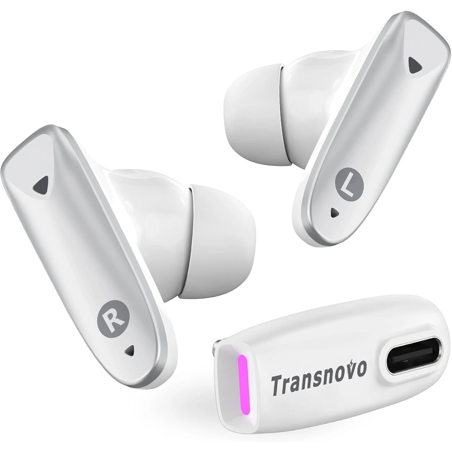 TRANSNOVO VR Gaming Earbuds 30ms Low Latency 2.4GHz & Bluetooth USB-C Dongle for Meta Quest for PS5/4, Steam Deck, Switch, PC