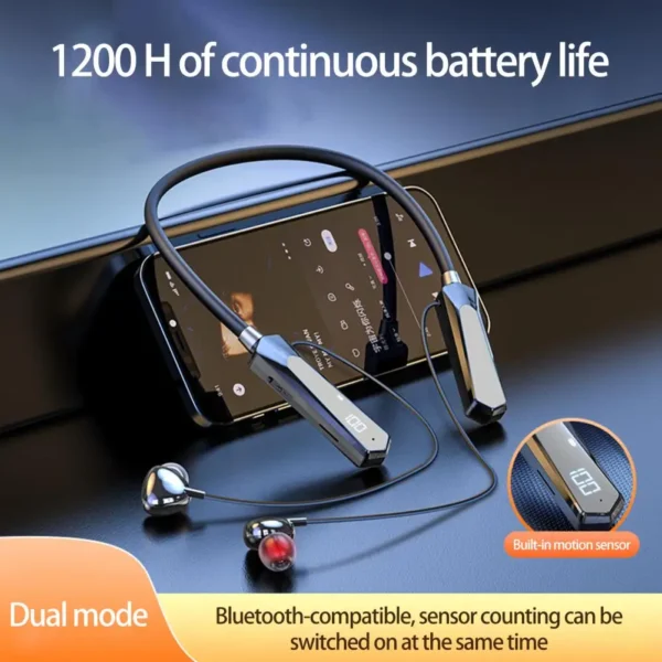Headset 1 Set Practical Intelligent Noise Reduction Neck Hanging Calorie/Distance Support Wireless Earbud for Home