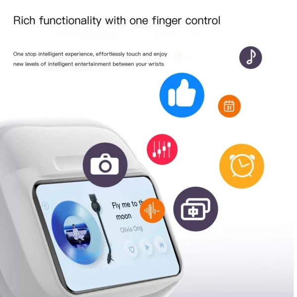 W12 New Semi-in-ear LCD Full Colour SmartTouch Screen Wireless Bluetooth Earphones Noise Canceling Ultra Long Endurance Earbuds - Image 5
