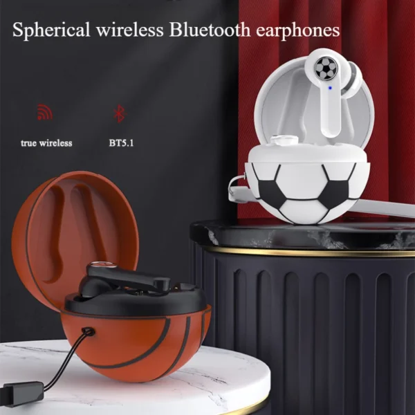 TWS Wireless Earphones Football Basketball Shape Bluetooth 5.1 Headphones Touch Control Earbuds HiFi Stereo Music Sports Headset
