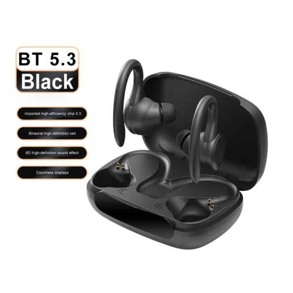 TWS Earphones Ear Hook Waterproof Gaming Earphones Bluetooth-Compatible5.3 Noise Reduction Power Display Sports Running Earbuds - Image 4