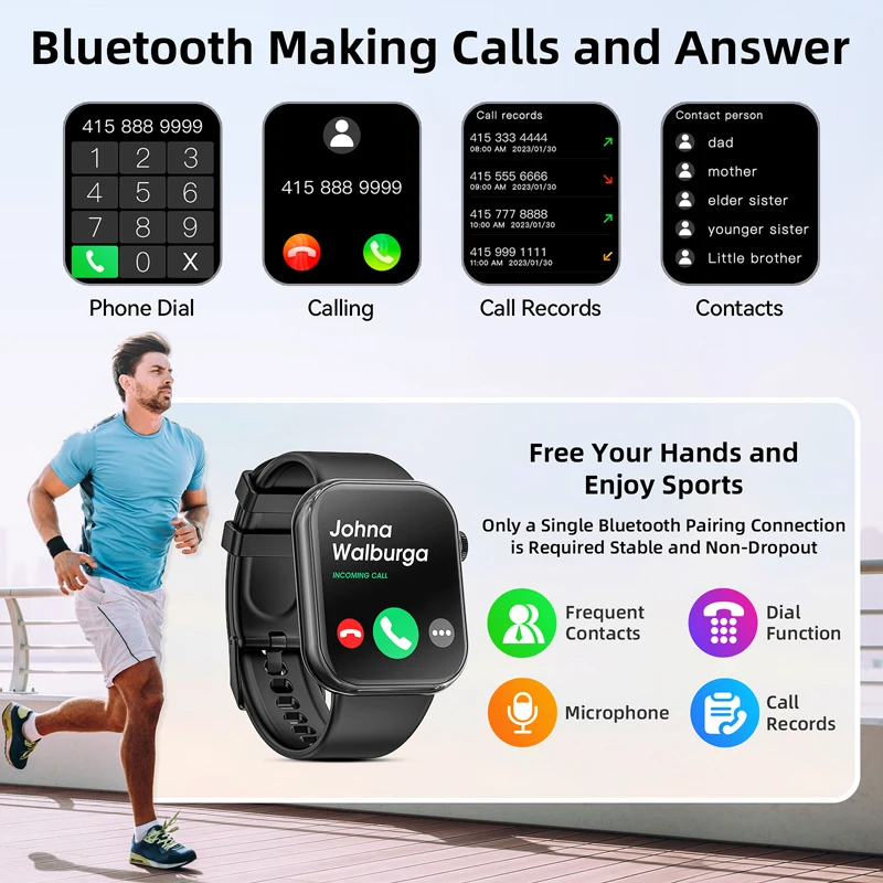 Karchilor 2024 Men'S Smartwatch Bluetooth Call Women'S 1.85 High-Definition Screen Sports Watch Suitable For Android Ios - Image 2
