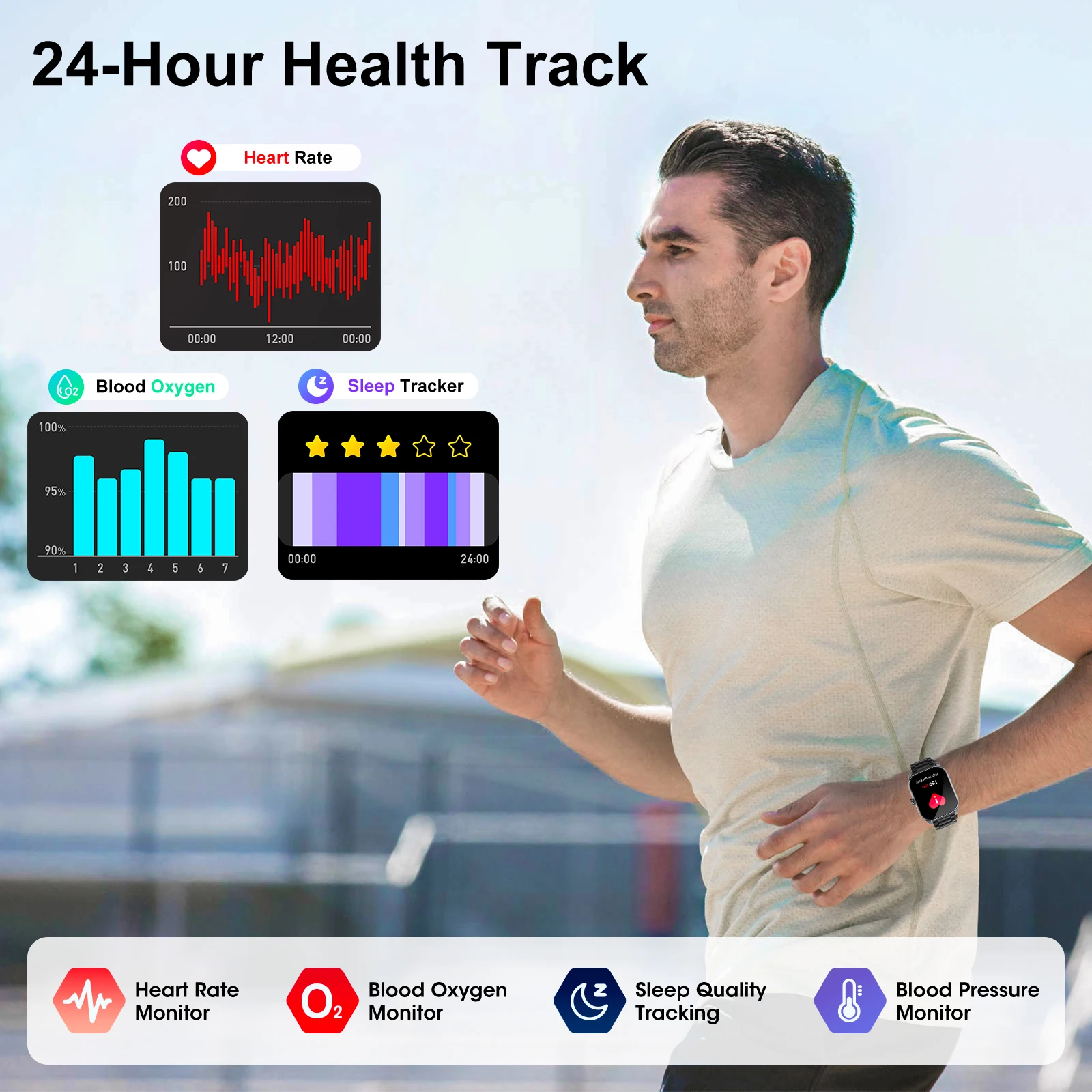 Karchilor 2024 Smart Watches For Men 2.01-inch curved screen Bluetooth call IP68 sports and fitness waterproof smartwatch - Image 3