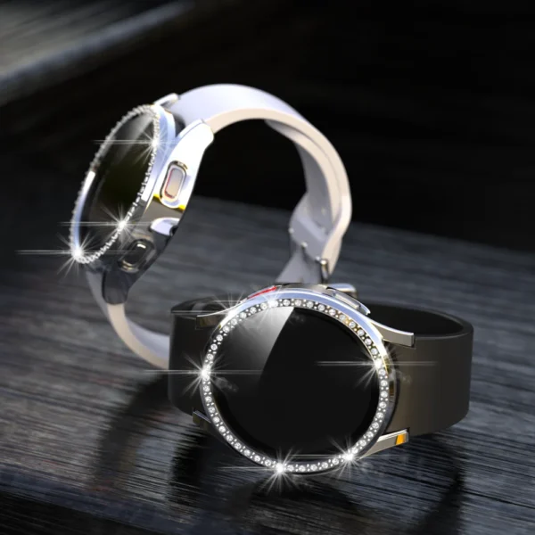 Glass+Case for Samsung Galaxy Watch 4 5 Screen Protector 44mm 40mm, Bling Crystal Protective Bumper Cover with Film for Women - Image 5