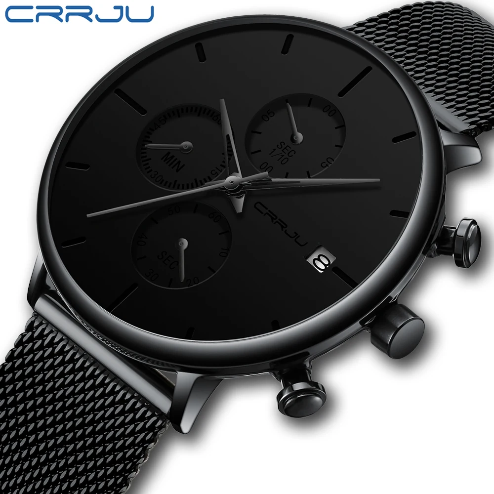 CRRJU Fashion Watch Men Waterproof Slim Mesh Strap Minimalist Wrist Watches For Men Quartz Sports Watch Clock Relogio Masculino - Image 2