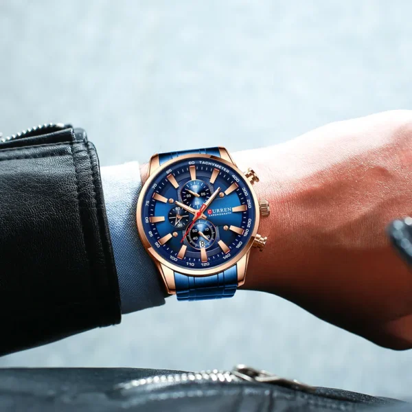 CURREN Man Watches Luxury Sporty Chronograph Wristwatches for Men Quartz Stainless Steel Band Clock Luminous Hands - Image 5