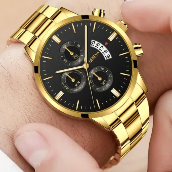 Men Fashion Watches With Calendar Full Steel Quartz Wristwatch Classic 3-Eyes Watches Sport Men Male Exquisite Relogio Masculino - Image 2