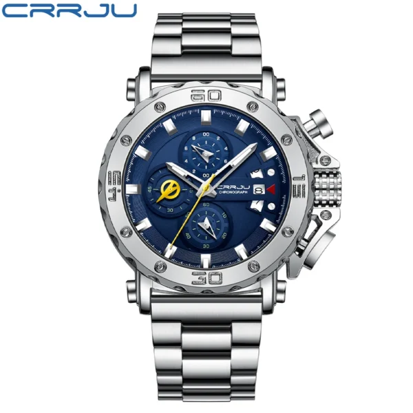 CRRJU Watch for Men Top Brand Luxury Big Dial Stainless Steel Waterproof Chronograph Wristwatches with Date Relogio Masculino - Image 2