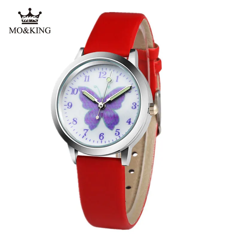 Hot Sale Cartoon Pattern Children's Boys Girls Kids Purple Butterfly Leather Quartz Wrist Watch Clock Gifts Bracelet Reloj - Image 6