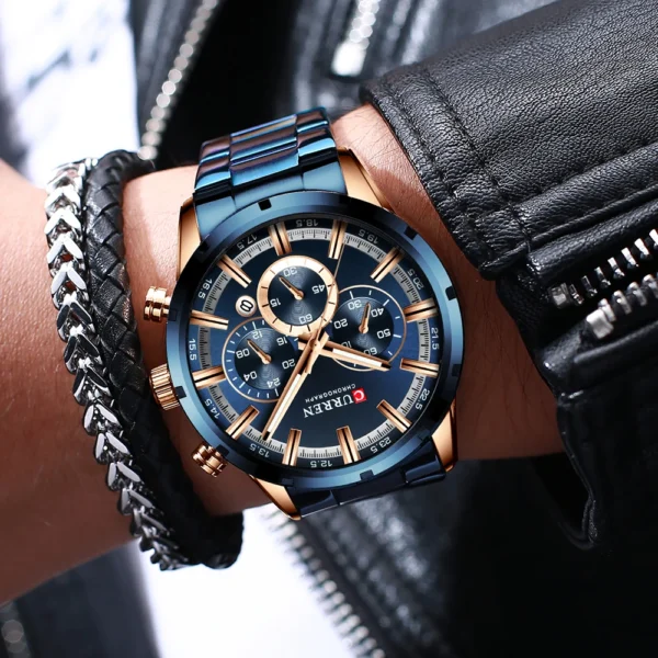 Curren Men's Watch Blue Dial Stainless Steel Band Date Mens Business Male Watches Waterproof Luxuries Men Wrist Watches for Men - Image 5