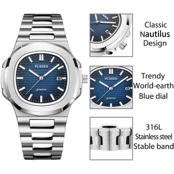 PLADEN Luxury Watches Men Top Brand High Quality Stainless Steel relogio masculino Fashion Waterproof Quartz Watch For Men 2023 - Image 3