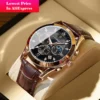 POEDAGAR Men Watch New Top Brand Luxury Waterproof Luminous Sport Wristwatch Quartz Military Genuine Leather Relogio Masculino - Image 4