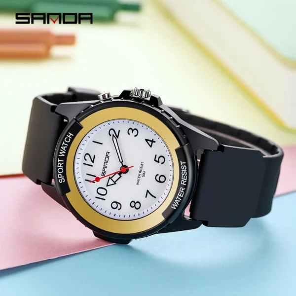 Fashion Sanda Relogio Masculino New Casual Mens Watches Simple Letters Resin Waterproof Quartz Wristwatches Man Clock - Image 4