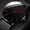 2024 Geneva Minimalist Watch Men Ultra Thin Blue Stainless Steel Mesh Belt Watches Man Business Casual Quartz Wrist Watch - Image 2