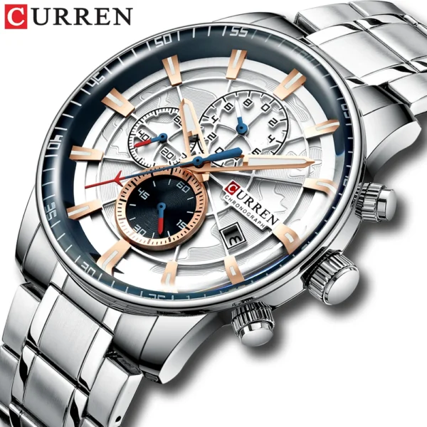 New Men Watches CURREN Brand Chronograph Quartz Watch Men Stainless Steel Waterproof Sports Clock Watches Business reloj hombre - Image 2