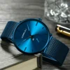 CRRJU New Watches Mens 2019 Man Fashion Simple Stainless Steel Blue Thin Watch For Men Luxury Casual Waterproof Quartz Clock - Image 5
