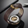 Retro Style Men Automatic Mechanical Watch Skeleton Steampunk Genuine Leather Band Mens Self Winding Wrist Watches Men Reloj - Image 4