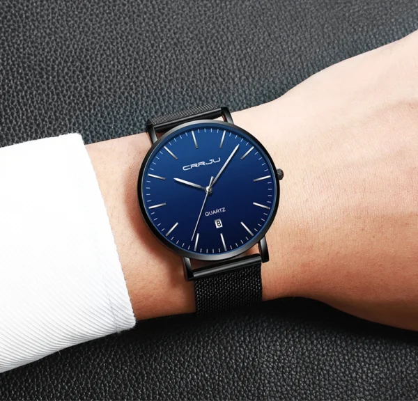 Relogio Masculino New CRRJU Fashion Mens Watches Luxury Top Brand Business Blue Quartz Watch Mens Casual Waterproof Cool Watch - Image 3