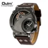 Oulm Designer Brand Luxury Watches For Men Dual Time Quartz Watch Casual Man Leather Watch Sport Male Clock relogio masculino - Image 6